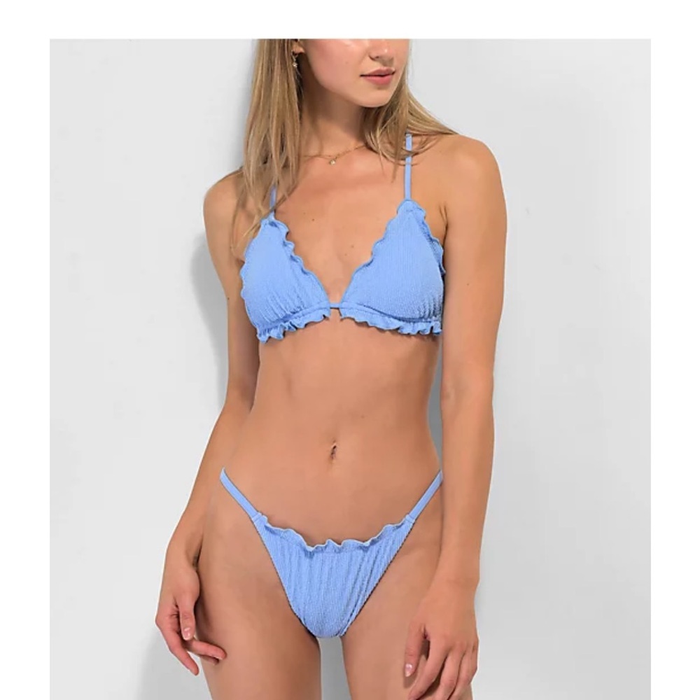 Light Blue Ruffled Bikini Set